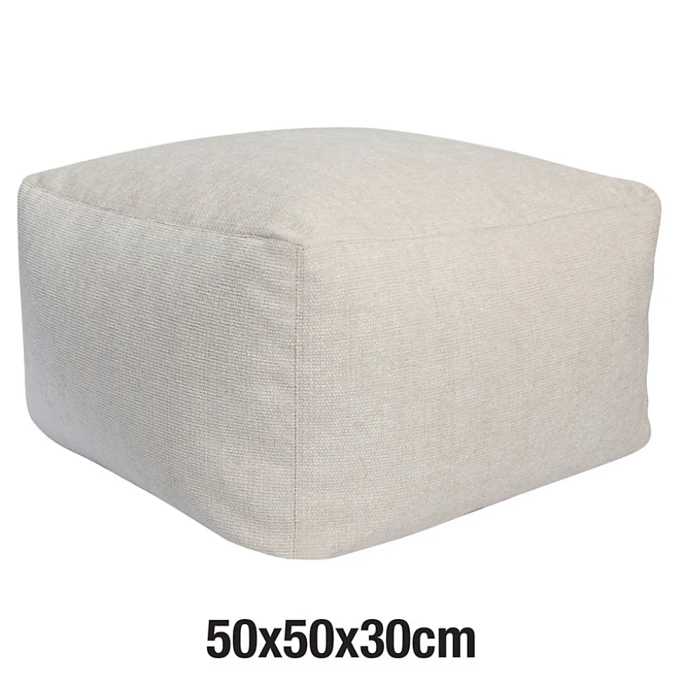 Pouf carré Inaya blanc ivoire l.50 x H. 30 x P.50 cm JBY Creation