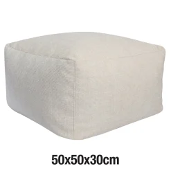 Pouf carré Inaya blanc ivoire l.50 x H. 30 x P.50 cm JBY Creation