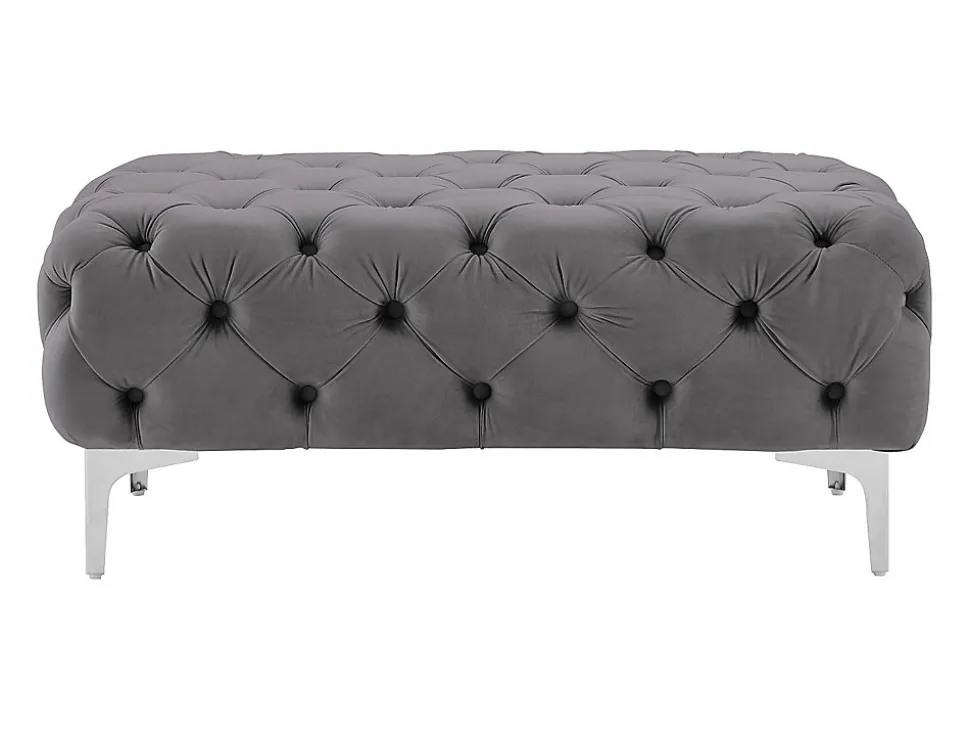 Pouf chesterfield en velours anthracite EDWINA