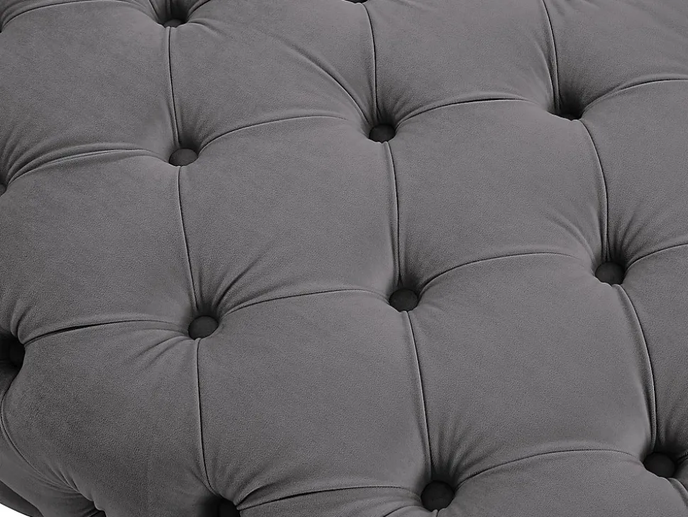 Pouf chesterfield en velours anthracite EDWINA