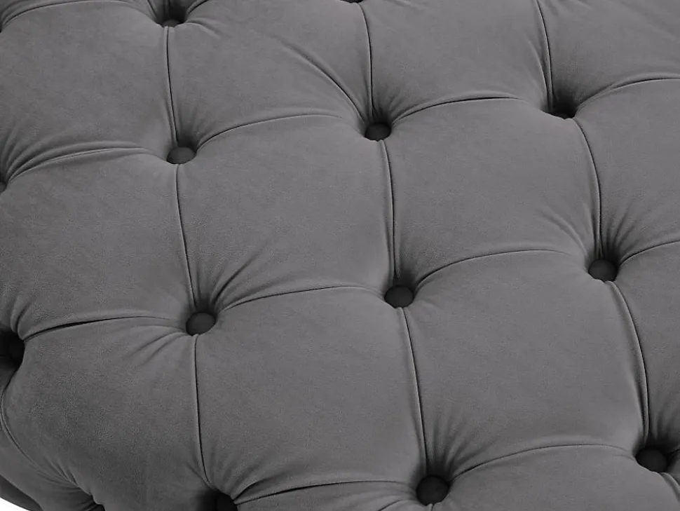 Pouf chesterfield en velours anthracite EDWINA