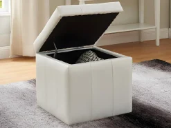 Pouf coffre de rangement SERAFINO en simili - Blanc
