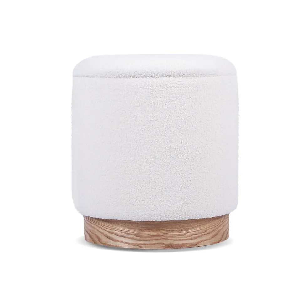 Pouf coffre JULIETTE tissu bouclette blanc