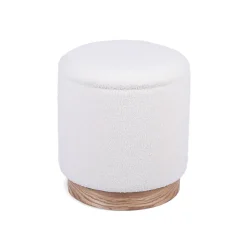 Pouf coffre JULIETTE tissu bouclette blanc