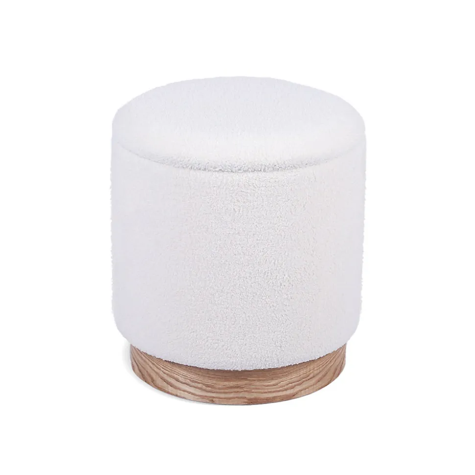 Pouf coffre JULIETTE tissu bouclette blanc