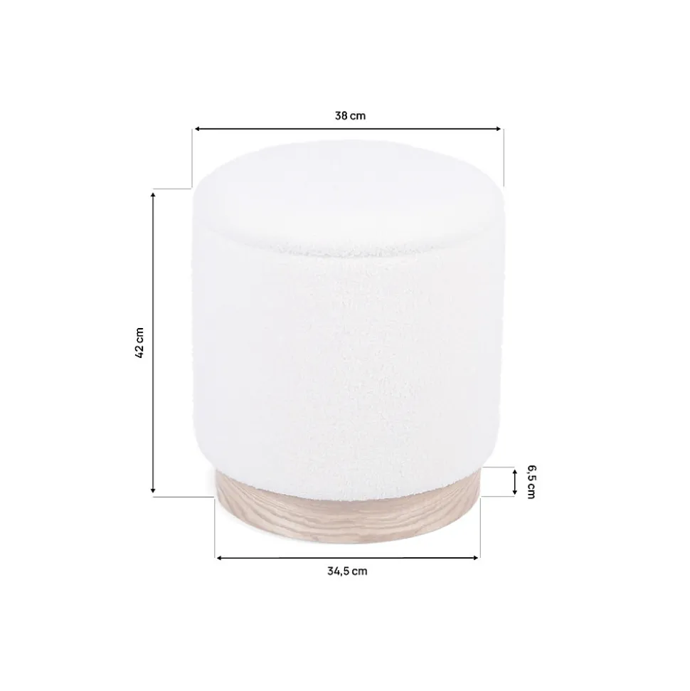 Pouf coffre JULIETTE tissu bouclette blanc