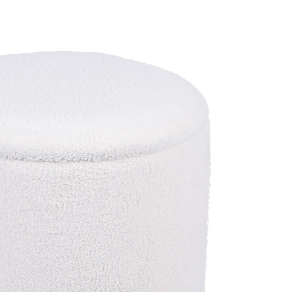 Pouf coffre JULIETTE tissu bouclette blanc