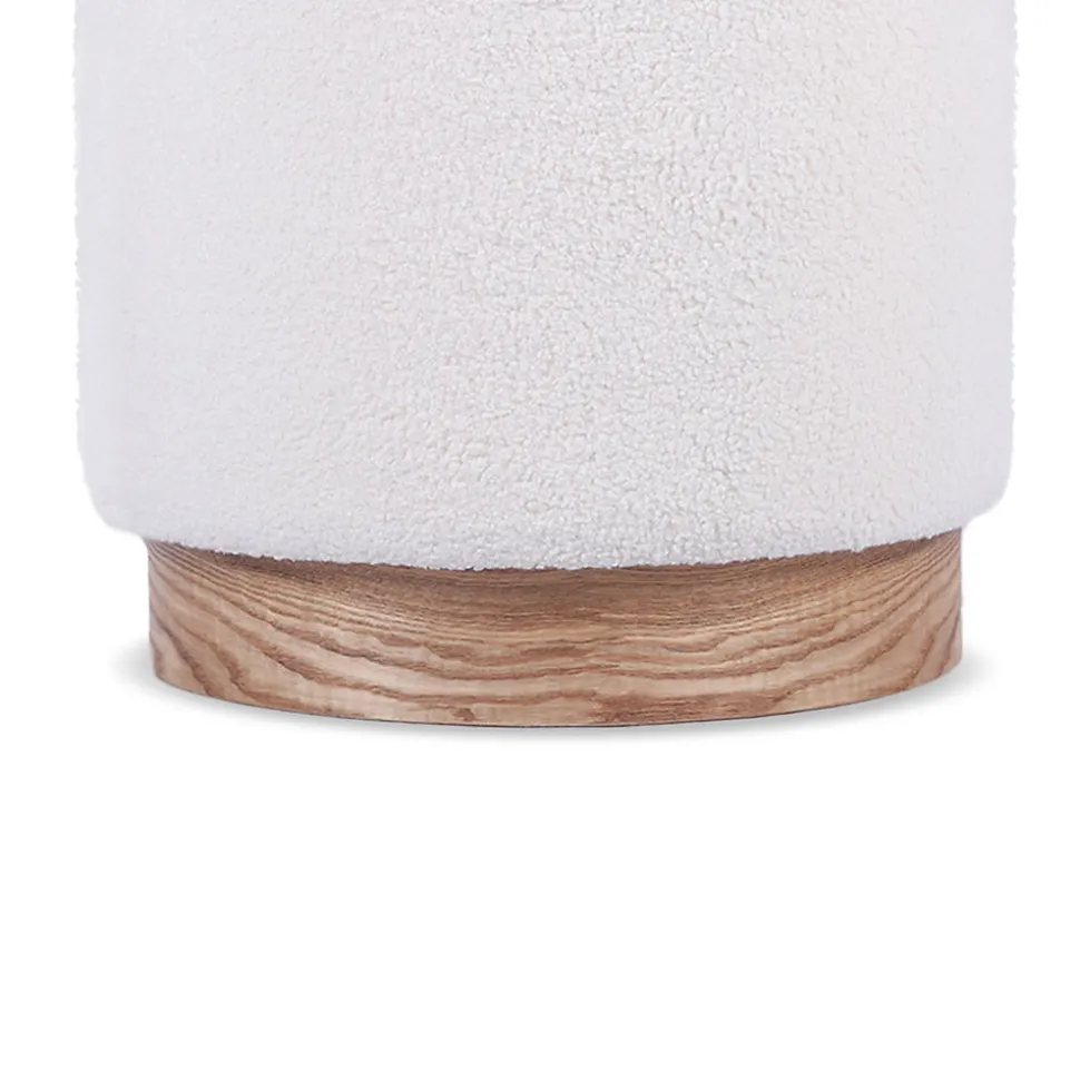 Pouf coffre JULIETTE tissu bouclette blanc