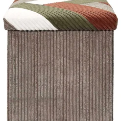 Pouf coffre pliable patchwork côtelé Scott
