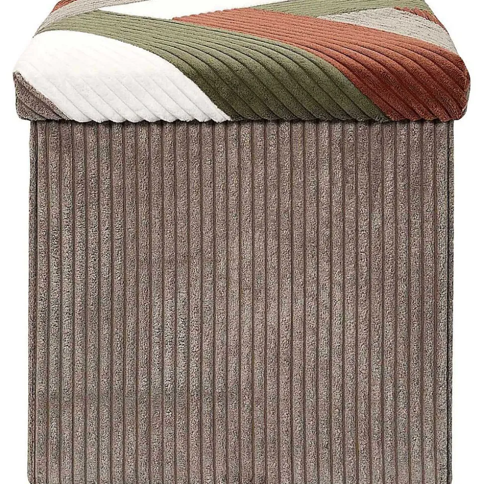 Pouf coffre pliable patchwork côtelé Scott
