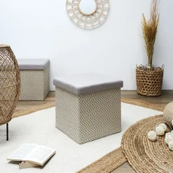 Pouf coffre pliable tressage Mirage