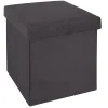 Pouf coffre pliable velours Tess - L. 38 x H. 38 cm