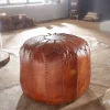 pouf cuir véritable 52x40x52cm pouf tabouret rembourré tabouret rond Orient FineBuy