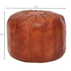 pouf cuir véritable 52x40x52cm pouf tabouret rembourré tabouret rond Orient FineBuy