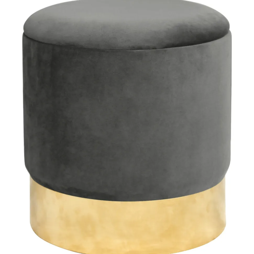 Pouf de Rangement avec Couvercle AKORD GOLDEN velour colour Gris Graphite hauteur 40 cm
