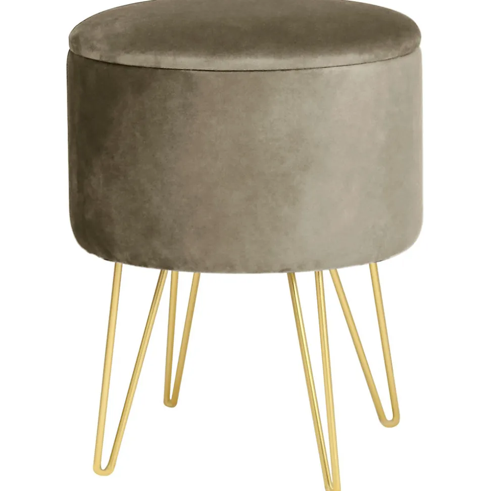 Pouf de Rangement avec Couvercle AKORD LILI velour colour Beige hauteur 45 cm