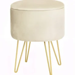 Pouf de Rangement avec Couvercle AKORD LILI velour colour Cachemire hauteur 45 cm