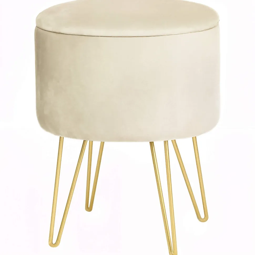 Pouf de Rangement avec Couvercle AKORD LILI velour colour Cachemire hauteur 45 cm