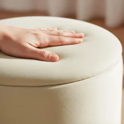 Pouf de Rangement avec Couvercle AKORD LILI velour colour Cachemire hauteur 45 cm