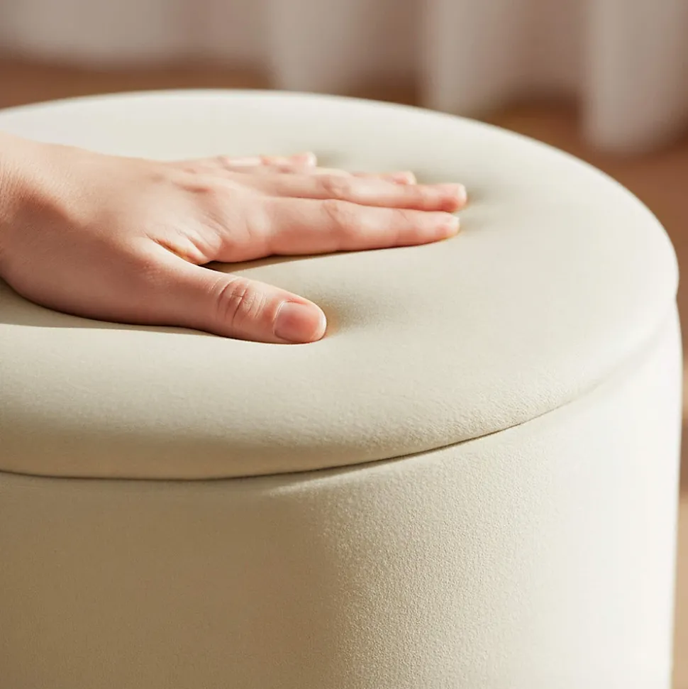 Pouf de Rangement avec Couvercle AKORD LILI velour colour Cachemire hauteur 45 cm
