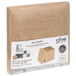 Pouf de rangement Mix 'n' Modul en toile de jute 31x31cm - Beige- 5five