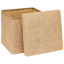 Pouf de rangement Mix 'n' Modul en toile de jute 31x31cm - Beige- 5five