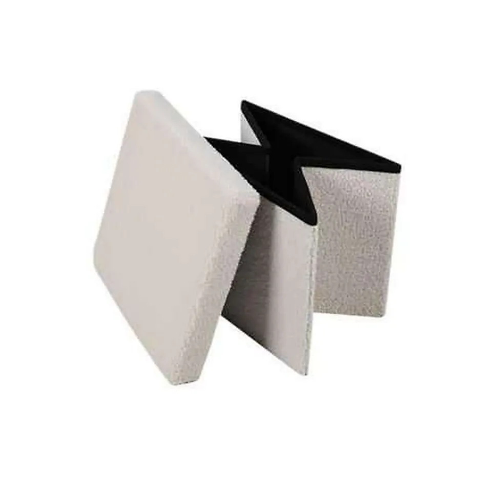 Pouf de rangement pliable Kube revêtement bouclette - Blanc crème