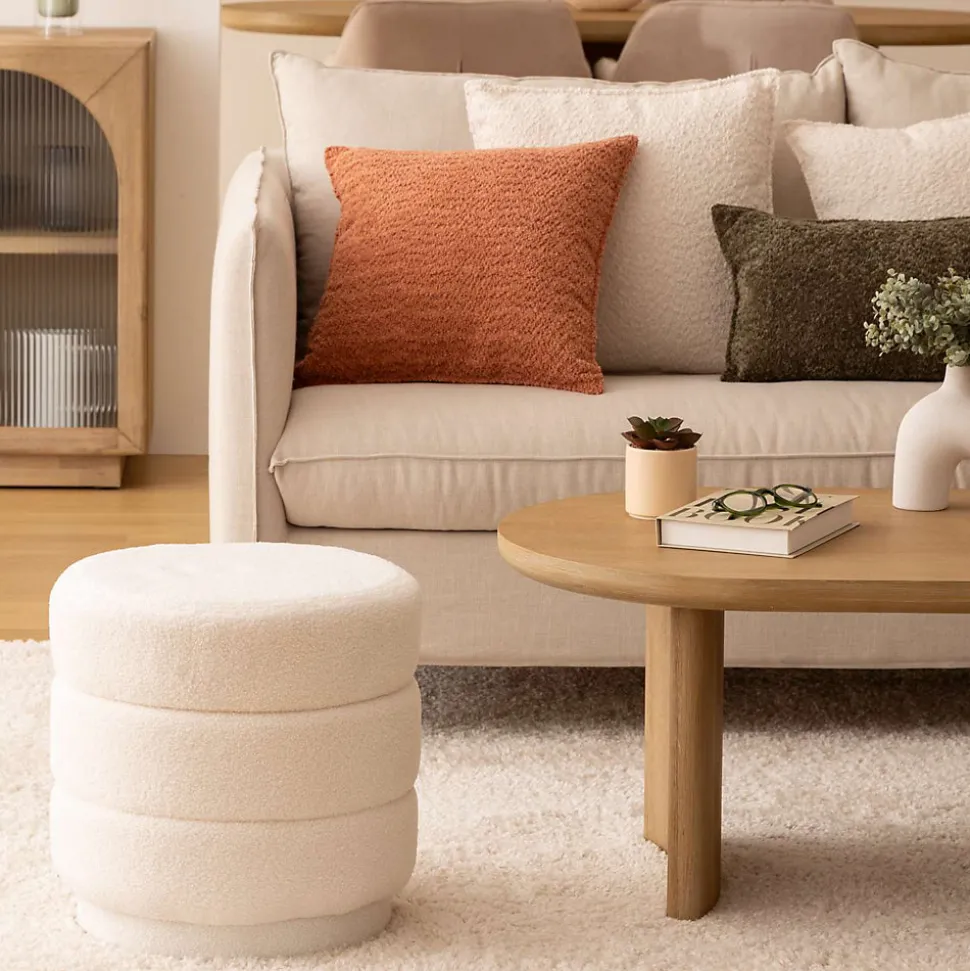 Pouf en bouclette KEMI - Blanc