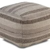 Pouf en coton beige 45x45x35 cm