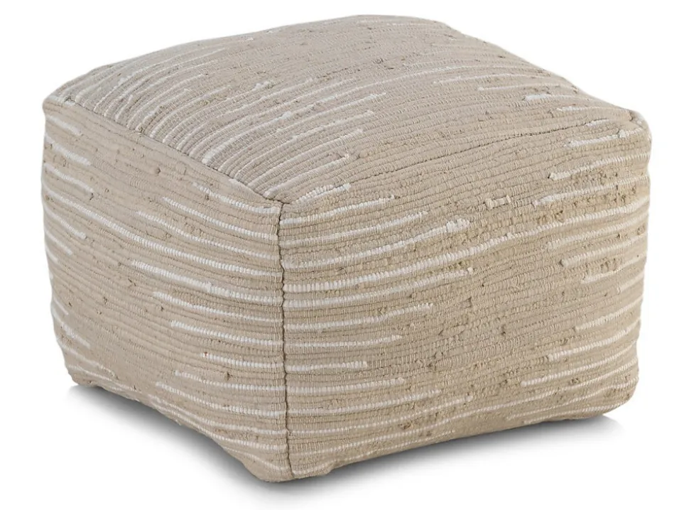 Pouf en coton couleur beige 45x45x35 cm