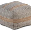 Pouf en coton rougeâtre 45x45x35 cm