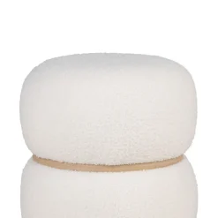 Pouf en peluche Milford - Confort et style, blanc, Diam.38x41 cm