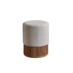 Pouf en teck massif et bouclette