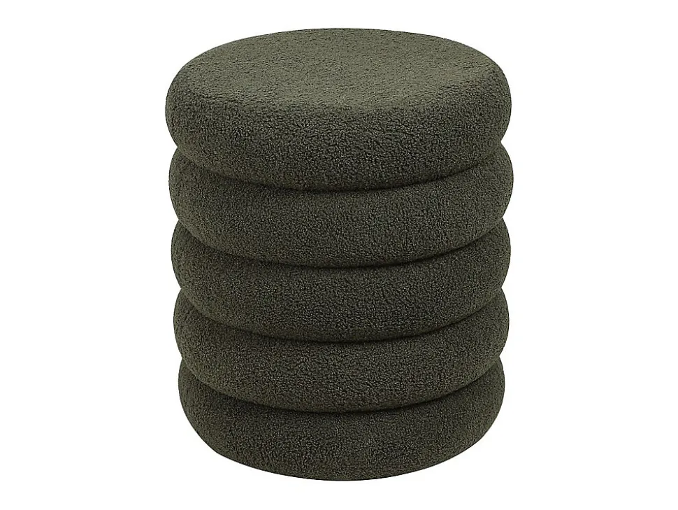 Pouf en tissu bouclette vert sapin ECAMBI