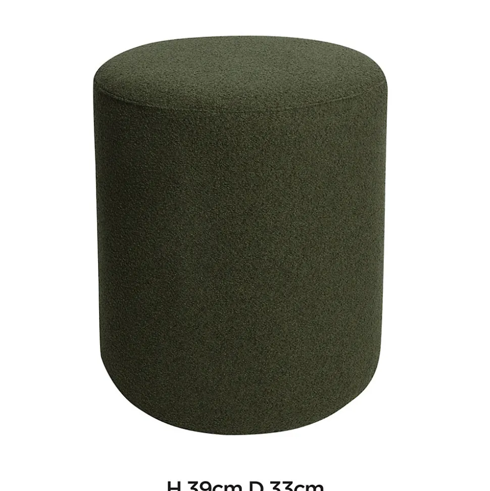 Pouf en tissu bouclette vert kaki Ø33 x H. 39cm JBY Création