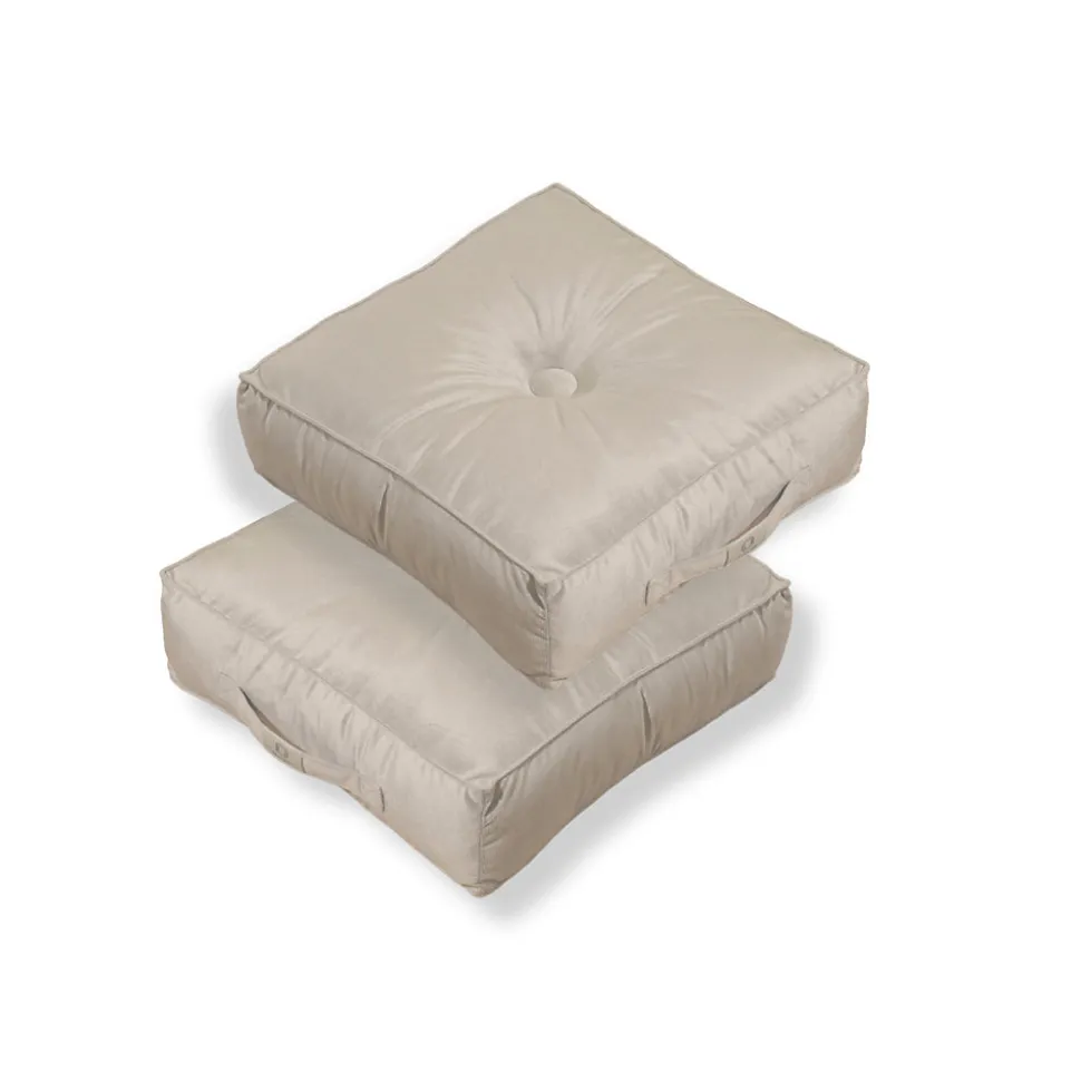 Pouf en velours 40 x 40 x 14 cm ensemble de 2 - gris clair