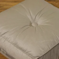 Pouf en velours 50 x 50 x 14 cm ensemble de 2 - gris clair