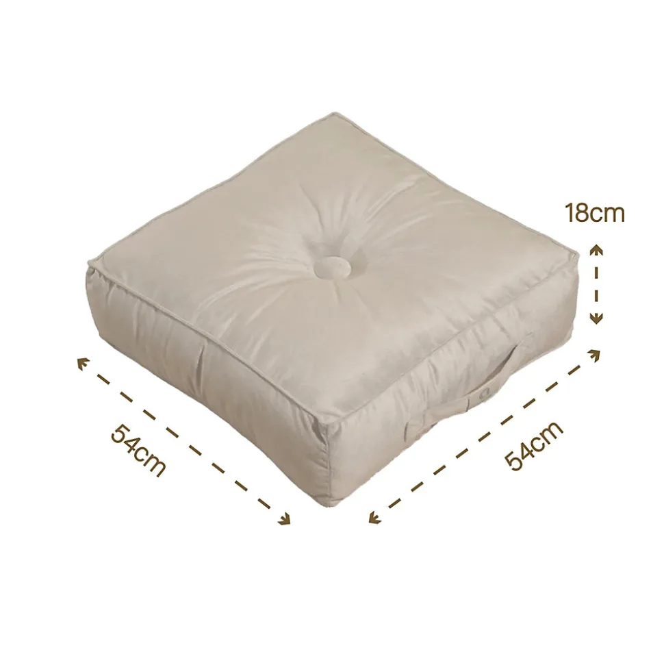 Pouf en velours 50 x 50 x 14 cm ensemble de 2 - gris clair