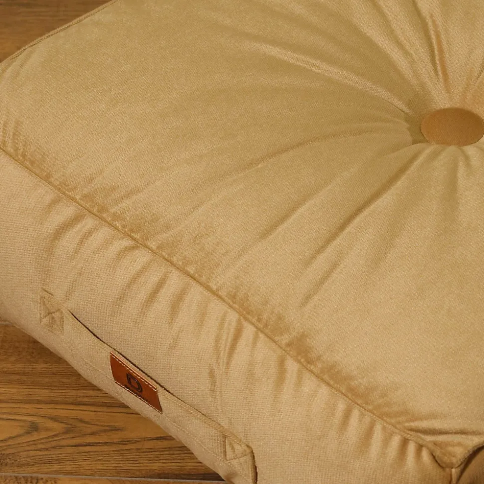 Pouf en velours 50 x 50 x 14 cm ensemble de 2 - beige