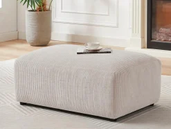 Pouf en velours côtelé beige TIRONO de Maison Céphy