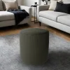 Pouf en velours côtelé vert kaki Ø33 x H.39 cm, JBY Création