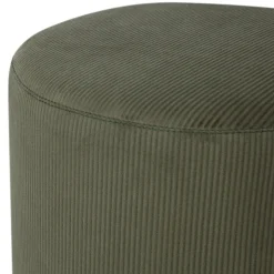 Pouf en velours côtelé vert kaki Ø33 x H.39 cm, JBY Création