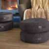 Pouf en velours diamètre 50 ensemble de 2 - gris foncé