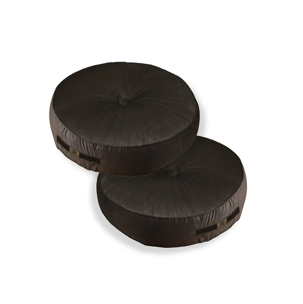 Pouf en velours diamètre 50 ensemble de 2 - gris foncé