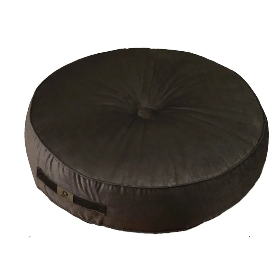Pouf en velours diamètre 50 ensemble de 2 - gris foncé