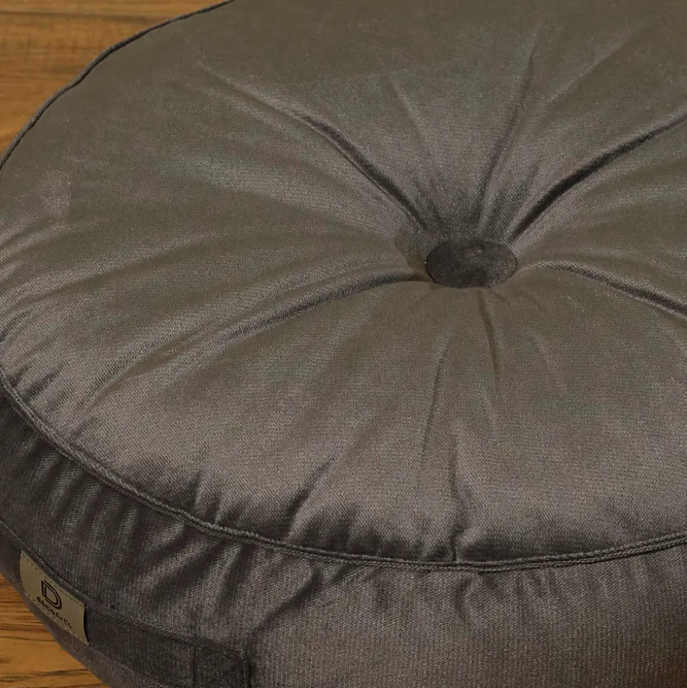 Pouf en velours diamètre 50 ensemble de 2 - gris foncé