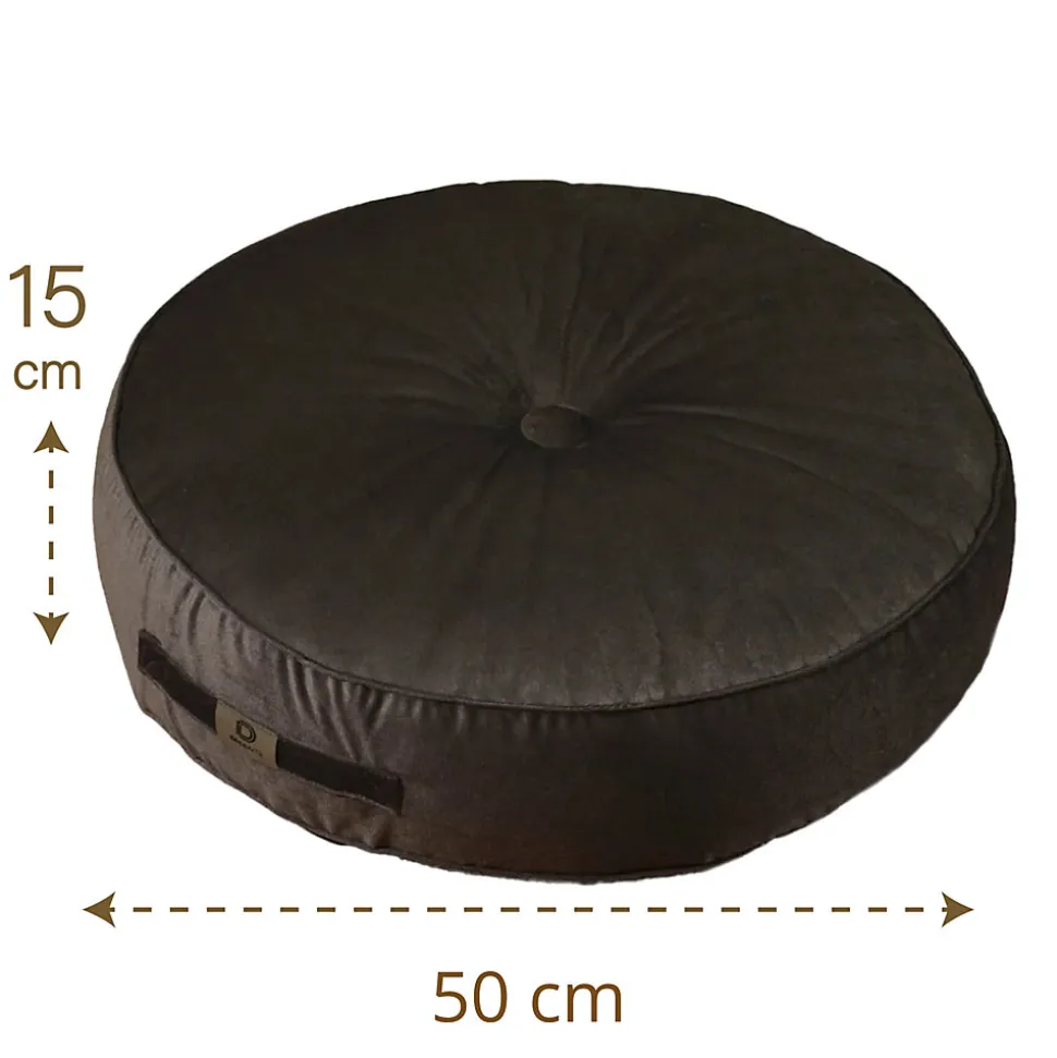 Pouf en velours diamètre 50 ensemble de 2 - gris foncé