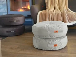 Pouf en velours diamètre 50 ensemble de 2 - gris clair