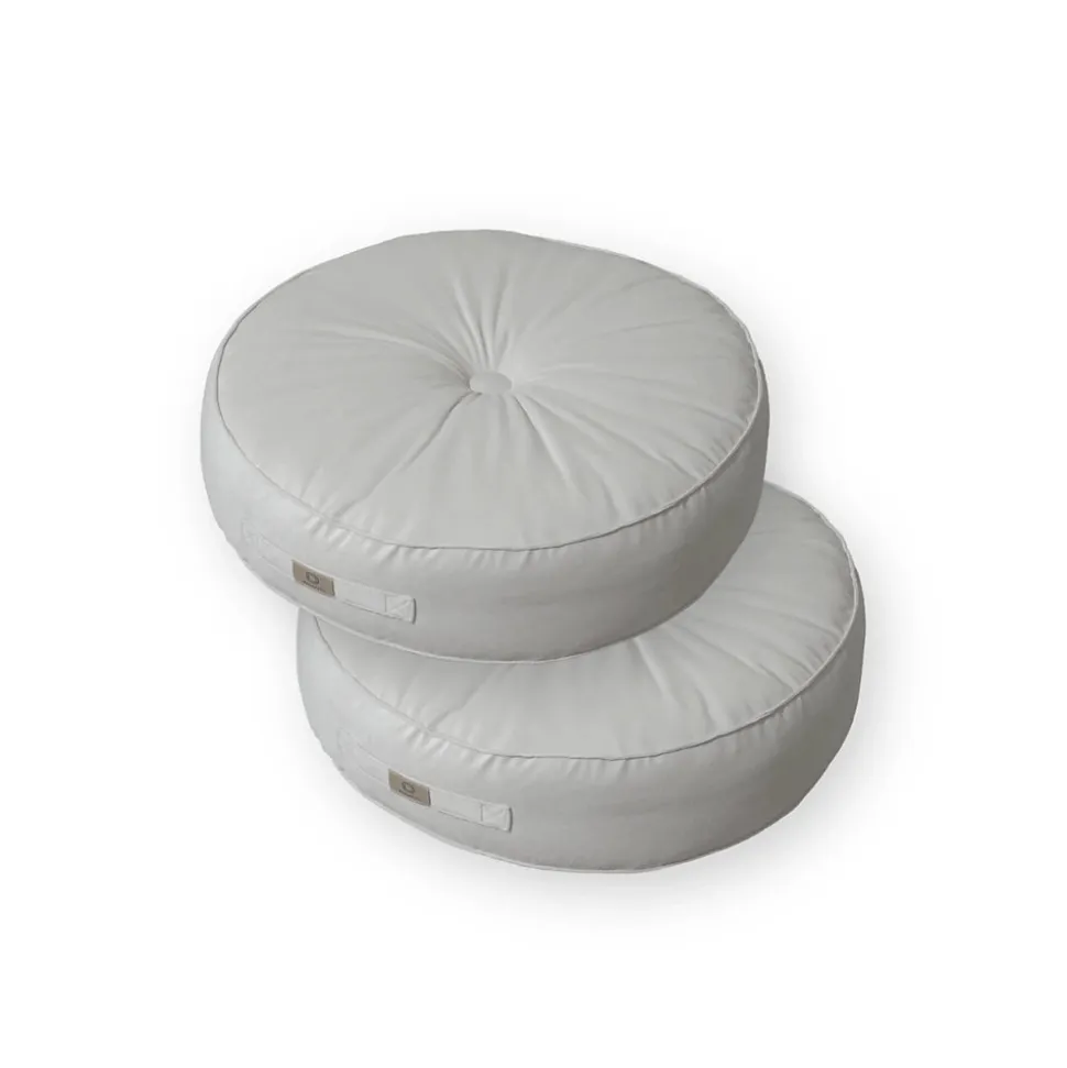 Pouf en velours diamètre 50 ensemble de 2 - gris clair
