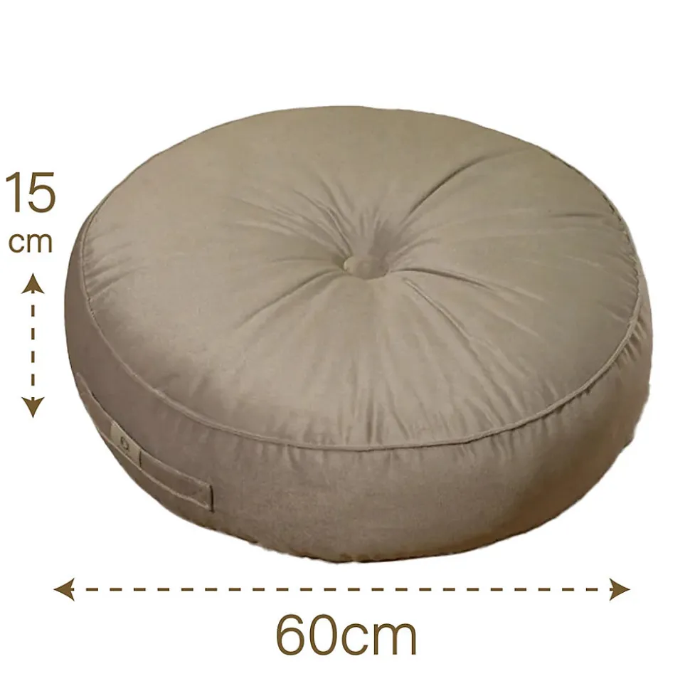 Pouf en velours diamètre 50 ensemble de 2 - gris clair